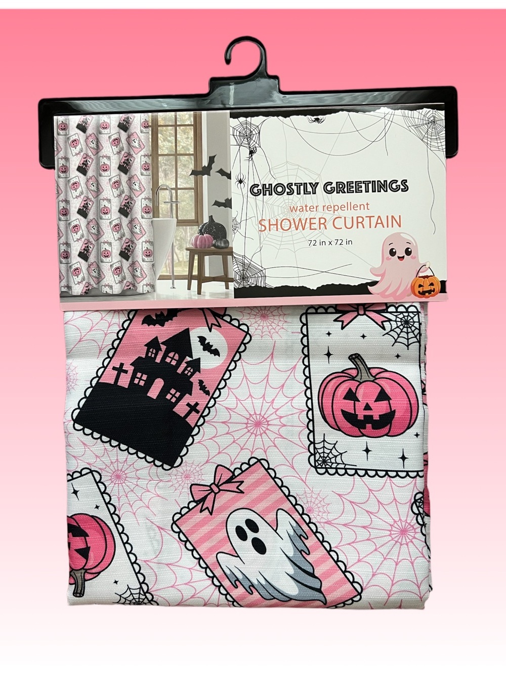 Pink Halloween Shower Curtain - Water Repellent